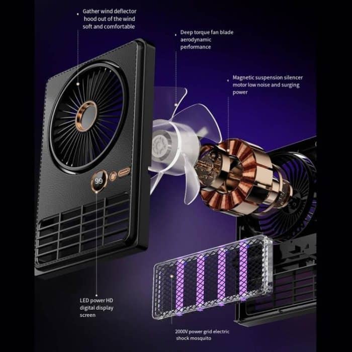 2-in-1 Household Electric Fan Mosquito Killer Lamp LED Digita lDesktop Fan, Plug-in Black, Plug-in White, 3000mAh Black, 3000mAh White – Bild 3