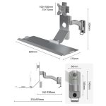 Monitor Bracket Industrial Equipment Cabinet Wall Mount All-In-One Stand Mouse Keyboard Bracket, WKS-1 21x60cm Tray Silver, WKS-1 21x60cm Tray Black, WKS-2 21x60cm Tray Silver, WKS-2 21x60cm Tray Black – Bild 3