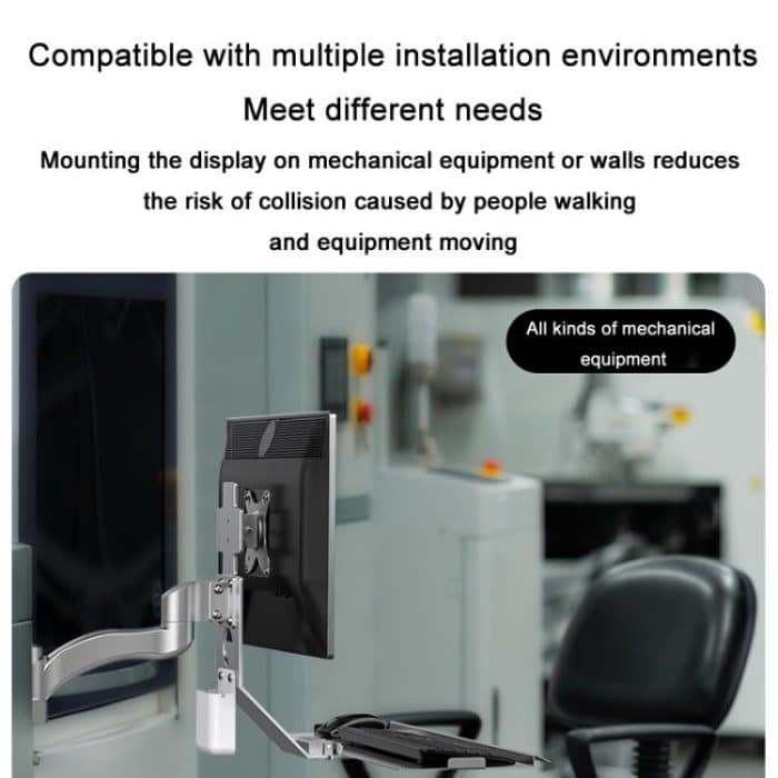 Monitor Bracket Industrial Equipment Cabinet Wall Mount All-In-One Stand Mouse Keyboard Bracket, WKS-1 21x60cm Tray Silver, WKS-1 21x60cm Tray Black, WKS-2 21x60cm Tray Silver, WKS-2 21x60cm Tray Black – Bild 9