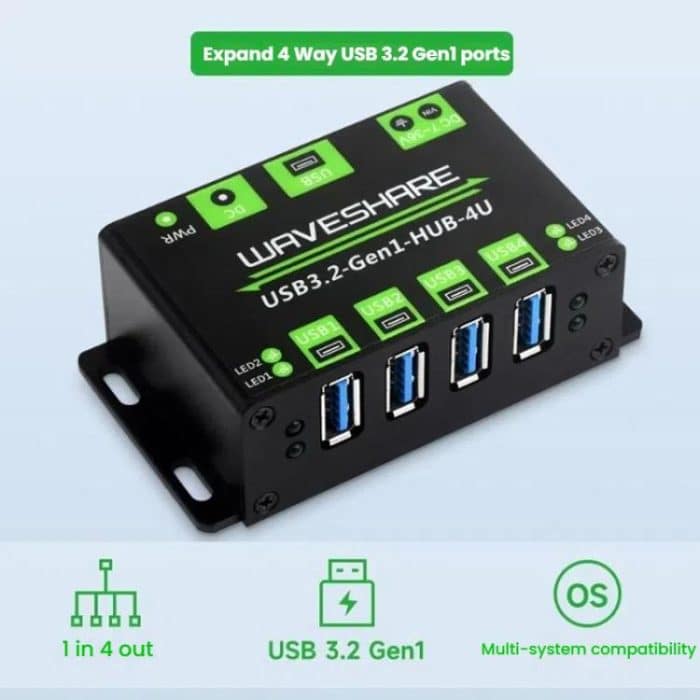 4-Wege-USB-3.2-Hub 1 bis 4 Metallgehäuse-Extender, 27837 – Bild 2