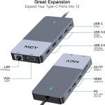 MCY 12-in-1 USB-C-Hub mit Dreifach-Monitor-Unterstützung (1000 Mbit/s Lan+VGA+USB3.0/USB2.0+SD/TF+2 HDMI 4K 30 Hz+85 W PD) – Bild 2