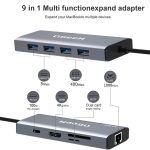 QGeeM 9-in-1 USB-C/Typ-C-Dockingstation-Hub RJ45 + 4K 30 Hz HDMI + PD 85 W + USB 2.0/USB 3.0 + SD/TF – Bild 2