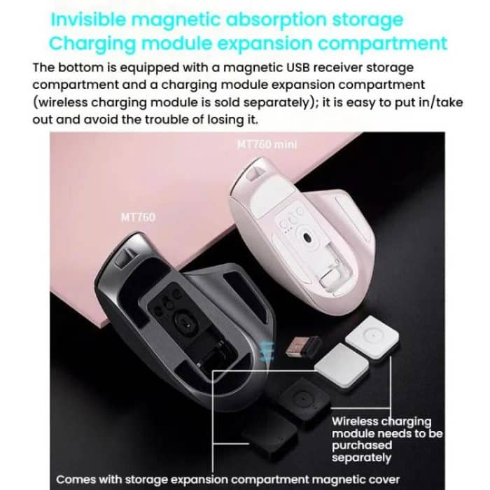 Rapoo Wireless Triple Mode Mice Ergonomic Desktop Laptop Business Office Mouse, MT760 Black, MT760mini Black, MT760 Gray, MT760mini Gray, MT760 Pink, MT760mini Pink – Bild 11