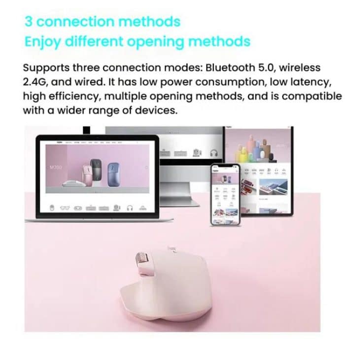 Rapoo Wireless Triple Mode Mice Ergonomic Desktop Laptop Business Office Mouse, MT760 Black, MT760mini Black, MT760 Gray, MT760mini Gray, MT760 Pink, MT760mini Pink – Bild 9