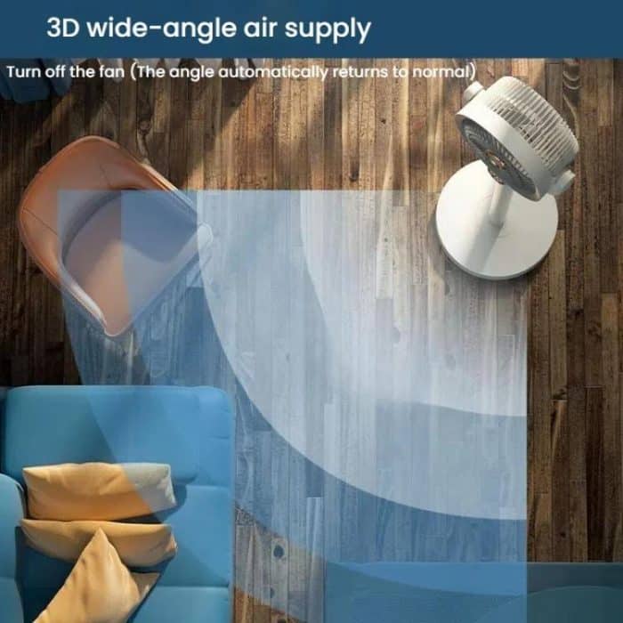 Air Circulation Fan Turbo Light Convection Standing Fan Remote Control Timer Floor Fan, USB Plug, Rechargeable – Bild 4