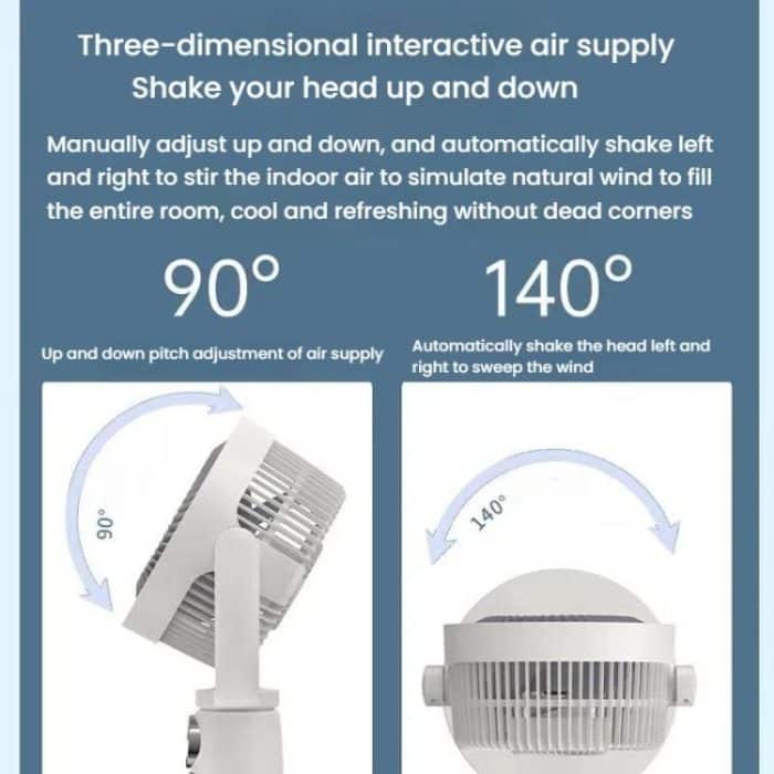 Air Circulation Fan Turbo Light Convection Standing Fan Remote Control Timer Floor Fan, USB Plug, Rechargeable – Bild 5