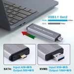 10Gbps USB3.1 Gen2 NVMe Hard Drive Enclosure With Direct Plug USB + Type-C Dual Interface, M.2 NVMe, 2230/2242 NVMe, NVMe / SATA M.2 – Bild 5
