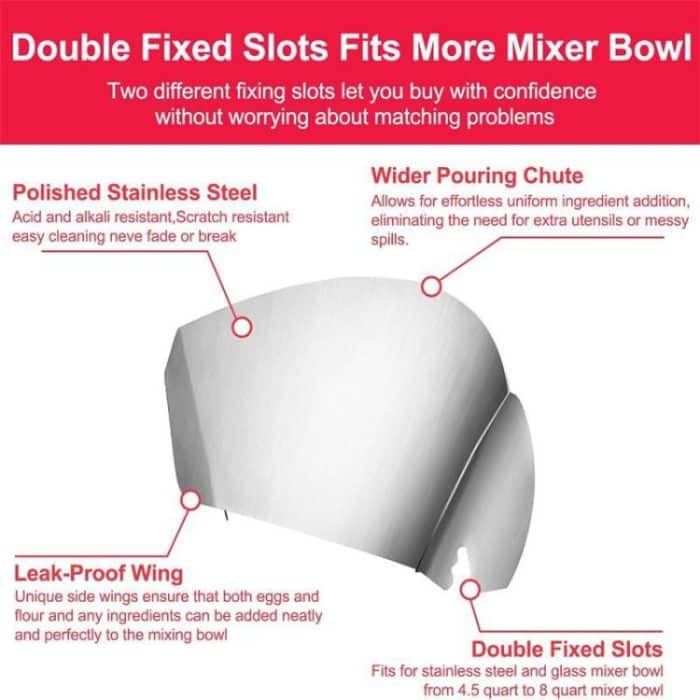 Für KitchenAid Standmixer Edelstahl Gießen Schild Lebensmittel Rutsche Abdeckung Befestigung – Bild 3