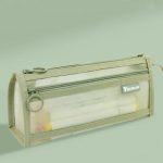 Large Capacity Double-Layer Mesh Pencil Case Triangular Base Design Exam Accessory Pouch