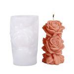 Flower Column Aromatherapy Candle Silicone Mold DIY Handmade Gift Diffuser Stone Mold, Dream Rose ZW-343, Twin Rose ZW-345, Rose Kiss ZW-342, Rose Love ZW-344