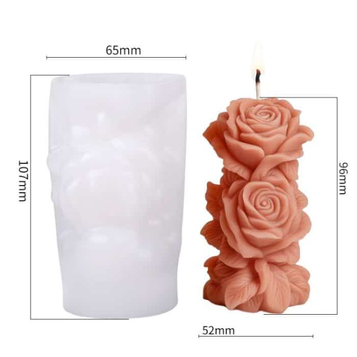 Flower Column Aromatherapy Candle Silicone Mold DIY Handmade Gift Diffuser Stone Mold, Dream Rose ZW-343, Twin Rose ZW-345, Rose Kiss ZW-342, Rose Love ZW-344 – Bild 7