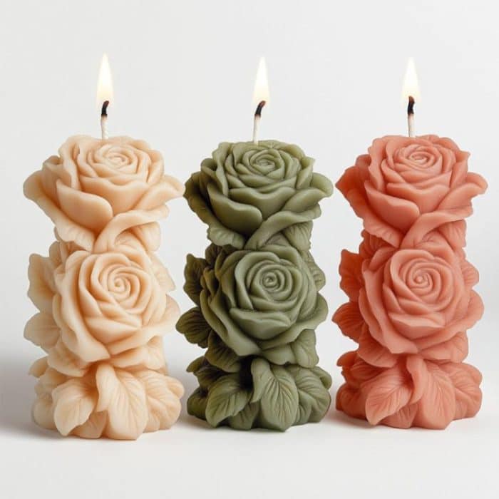 Flower Column Aromatherapy Candle Silicone Mold DIY Handmade Gift Diffuser Stone Mold, Dream Rose ZW-343, Twin Rose ZW-345, Rose Kiss ZW-342, Rose Love ZW-344 – Bild 2