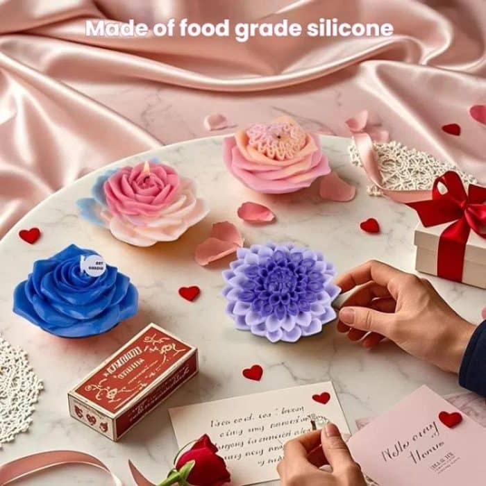 Candle Silicone Mold DIY Floral Aromatherapy Handmade Plaster Casting Mold, Layered Flower Rhythm ZW-346, Lotus Heart ZW-347, Layered Dream ZW-349, Eternal Rose ZW-351 – Bild 3