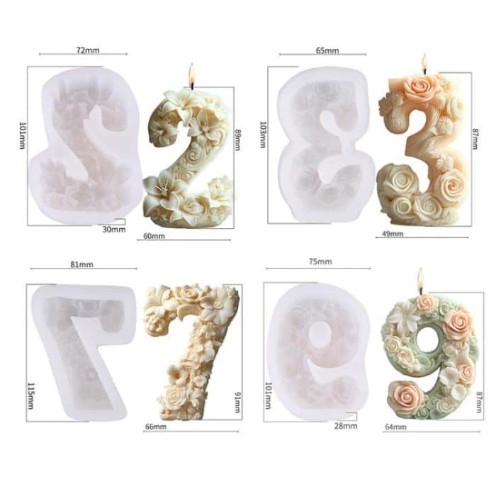 Flower Digital Aromatherapy Candle Silicone Mold DIY Diffuser Ornament Three-dimensional Digital Plaster Mold, 3 ZL-986, 7 ZL-987, 2 ZL-985, 9 ZL-988 – Bild 7