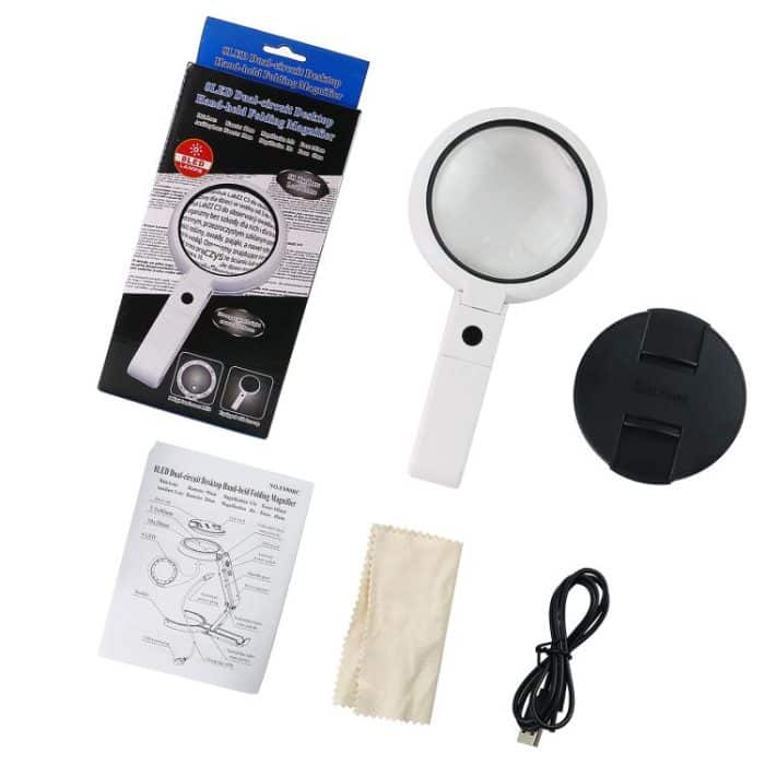 90 mm 10-fache faltbare Handlupe mit 8 LED-Leuchten – Bild 8