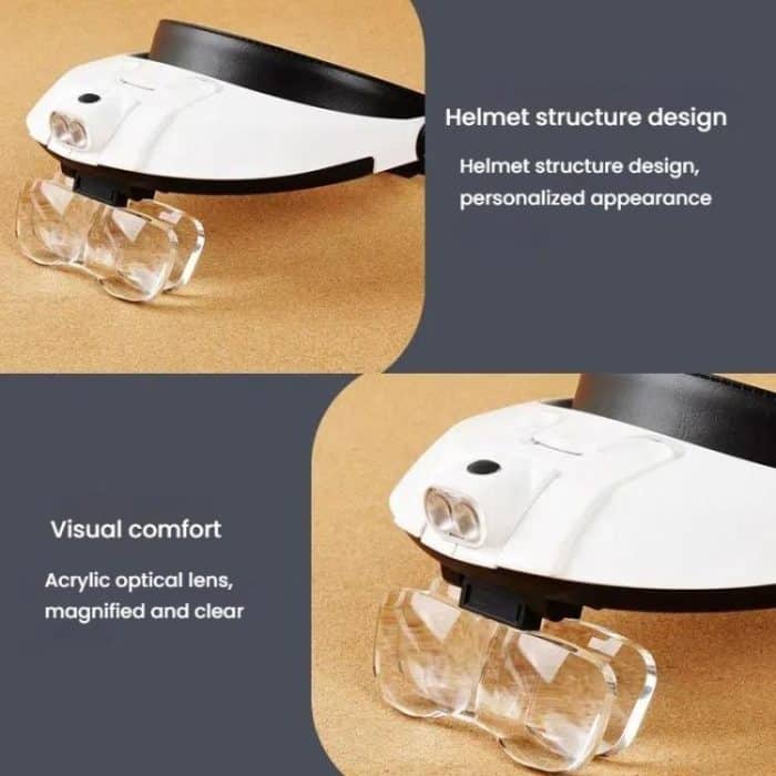 Dual LED Light Elderly Reading Head-Mounted Magnifying Glass With Replaceable Lenses For Repairing Presbyopic Glasses, 81001-G – Bild 4