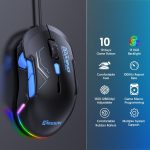 MKESPN 12800 DPI Ambidextrous Wired Gaming Mouse - 10 Programmable Buttons, RGB Customization, Symmetrical Design – Bild 3