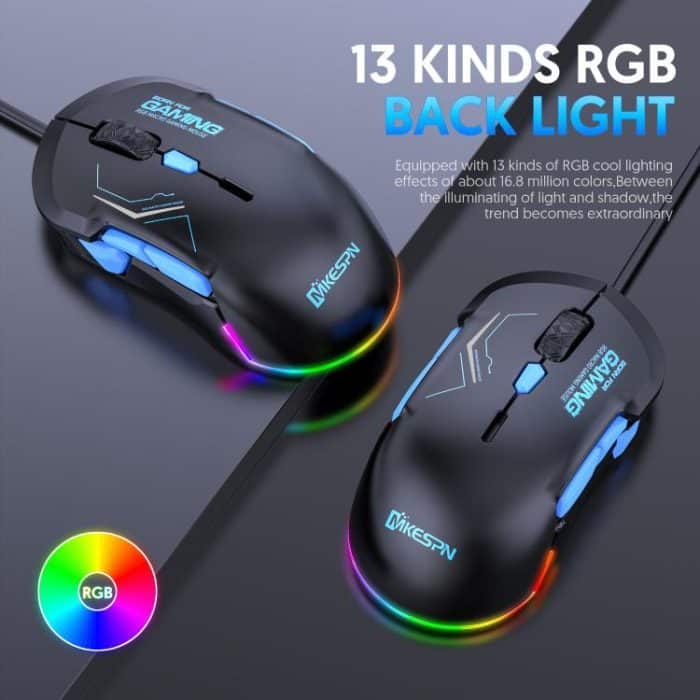 MKESPN 12800 DPI Ambidextrous Wired Gaming Mouse - 10 Programmable Buttons, RGB Customization, Symmetrical Design – Bild 6