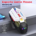 MKESPN Wired + 2.4G Dual Mode Gaming Mouse 10000 DPI Type-C Fast Charging RGB Light, Programmable Macros Mouse – Bild 2