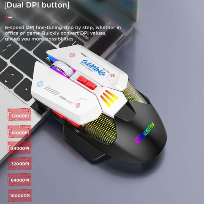 MKESPN Wired + 2.4G Dual Mode Gaming Mouse 10000 DPI Type-C Fast Charging RGB Light, Programmable Macros Mouse – Bild 5