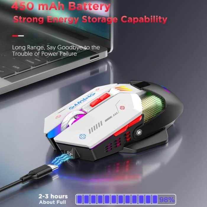 MKESPN Wired + 2.4G Dual Mode Gaming Mouse 10000 DPI Type-C Fast Charging RGB Light, Programmable Macros Mouse – Bild 6