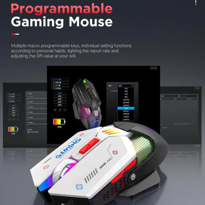 MKESPN Wired + 2.4G Dual Mode Gaming Mouse 10000 DPI Type-C Fast Charging RGB Light, Programmable Macros Mouse – Bild 8
