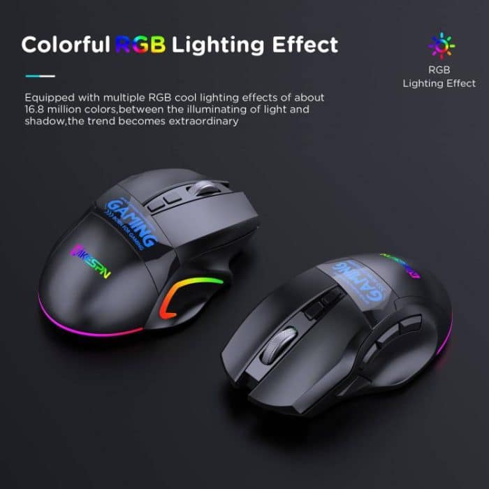 MKESPN W10 Tri-Mode Wireless Gaming Mouse 2400DPI with 9 Programmable Buttons, RGB Lighting, Type-C Rechargeable, W10 – Bild 6