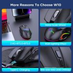MKESPN W10 Tri-Mode Wireless Gaming Mouse 2400DPI with 9 Programmable Buttons, RGB Lighting, Type-C Rechargeable, W10 – Bild 8