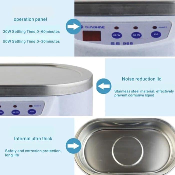 SUNSHINE 968 Mini Jewellery Glasses Cleaner Ultrasonic Cleaner, EU Plug, US Plug – Bild 6