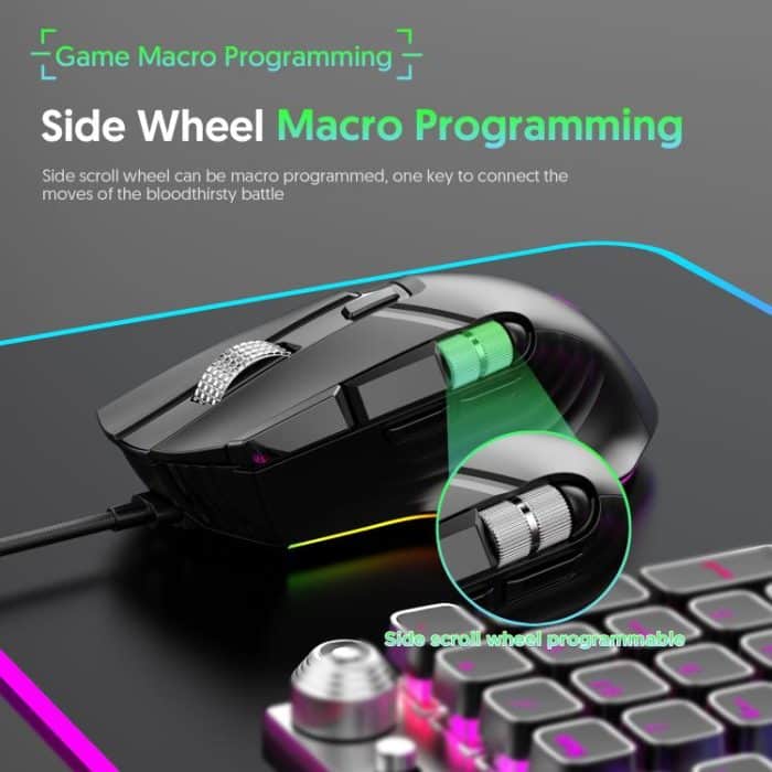 MKESPN X13 RGB Full Speed Wired Gaming Mouse 12400 DPI 10-Key Dual Scroll Wheel Swing Macro Programmable Mouse, X13 – Bild 7