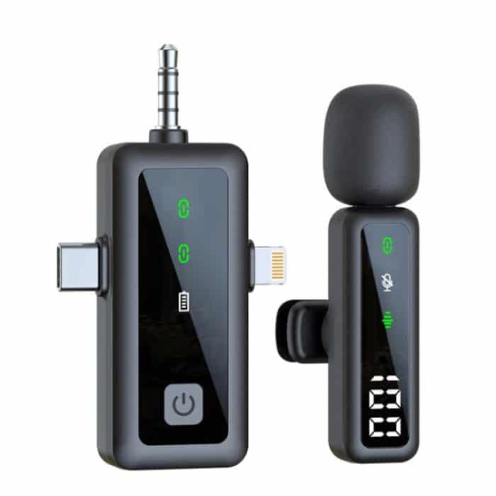 Live Noise Reduction Video Shooting Mini Mobile Phone Microphone Digital Wireless Lapel Microphone, H68 3 In 1 Single Mic, H68 3 In 1 Dual Mic, H67 Type-C Single Mic, H67 Type-C Dual Mic, H67 8 Pin Single Mic, H67 8 Pin Dual Mic – Bild 1