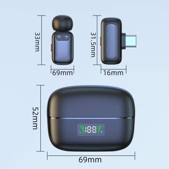 Dual Microphone Mini Wireless Finger Clip Microphone Mobile Phone Live Noise Reduction Bluetooth Microphone, Type-C, 8 Pin – Bild 3