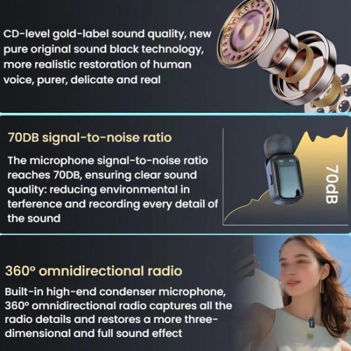 Dual Microphone Mini Wireless Finger Clip Microphone Mobile Phone Live Noise Reduction Bluetooth Microphone, Type-C, 8 Pin – Bild 8