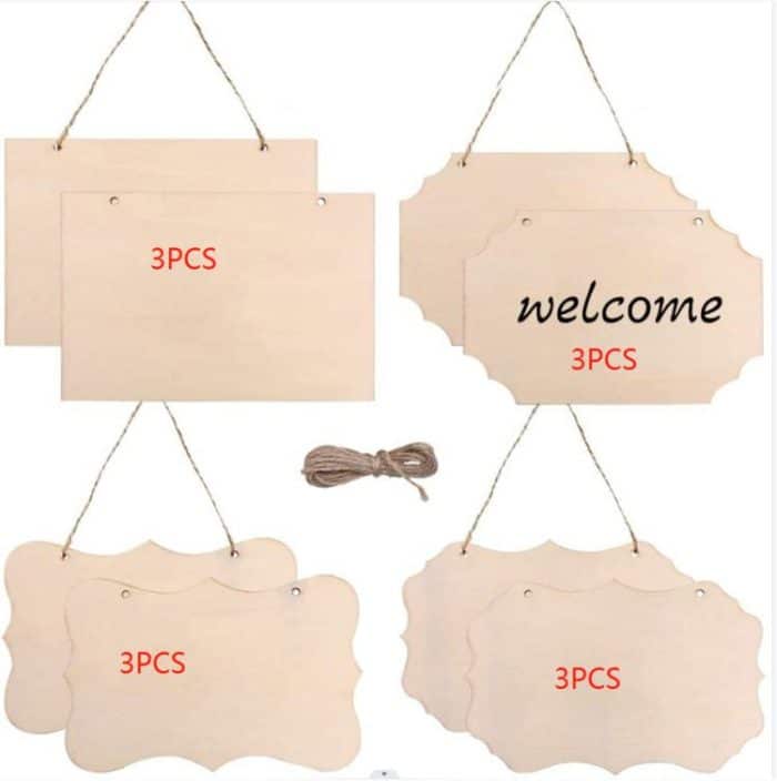 12-In-1 Wooden Hanging Sign Set With String DIY Ornaments, Handmade Craft Kits For Holiday Home Decor – Bild 1