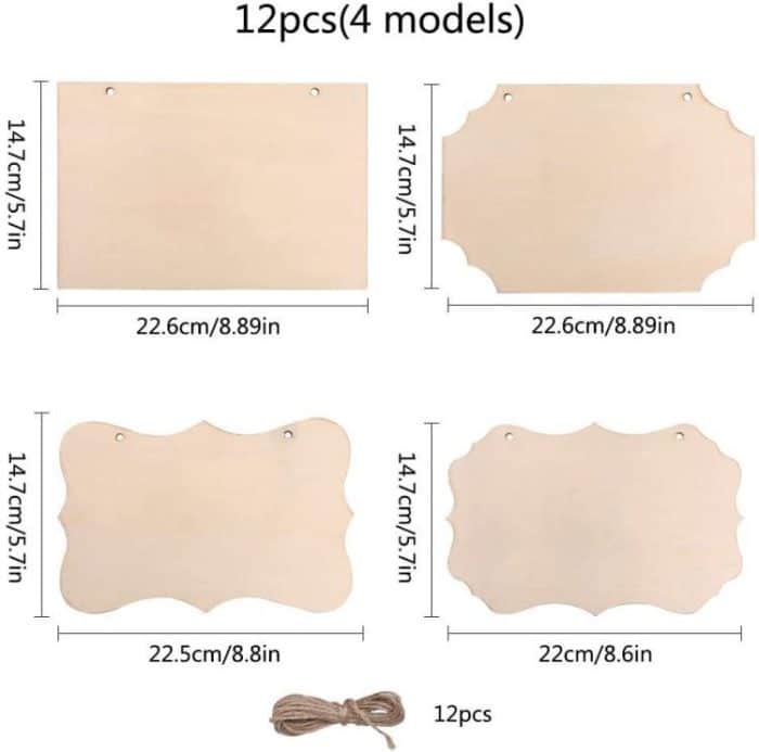 12-In-1 Wooden Hanging Sign Set With String DIY Ornaments, Handmade Craft Kits For Holiday Home Decor – Bild 7