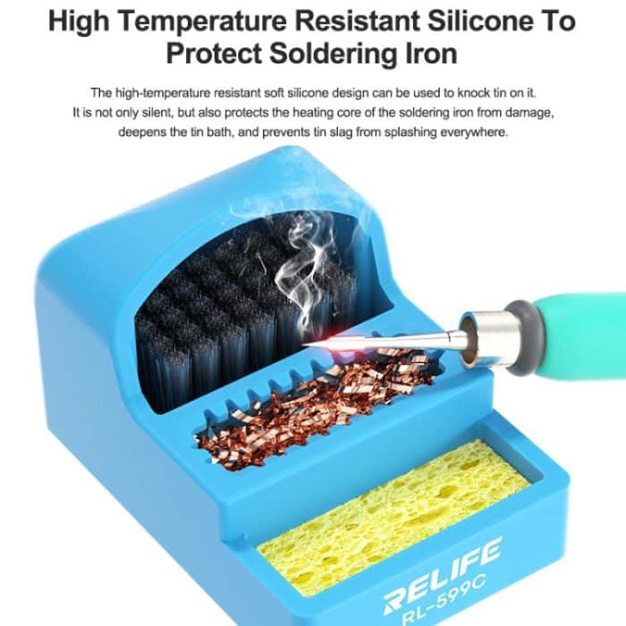 3 In 1 Soldering Iron Cleaner Soldering Iron Tip Tin Residue High Temperature Resistant Cleaning Sponge Steel Wire Cleaning Ball, RL-599C – Bild 4