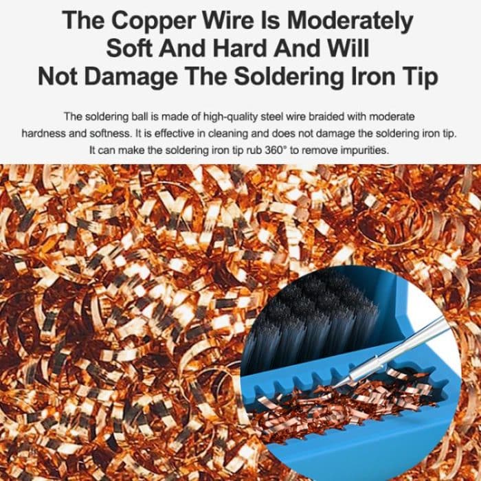 3 In 1 Soldering Iron Cleaner Soldering Iron Tip Tin Residue High Temperature Resistant Cleaning Sponge Steel Wire Cleaning Ball, RL-599C – Bild 7