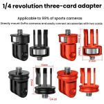 Three-Slot Adapter Camera Cage 360-Degree Rotating Connector Tripod 1/4 Inch Adapter, TFSM062, TFSM062-B, TFSM063, TFSM063-B, TFSM064, TFSM065, TFSM065-B – Bild 3