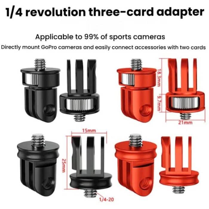 Three-Slot Adapter Camera Cage 360-Degree Rotating Connector Tripod 1/4 Inch Adapter, TFSM062, TFSM062-B, TFSM063, TFSM063-B, TFSM064, TFSM065, TFSM065-B – Bild 3