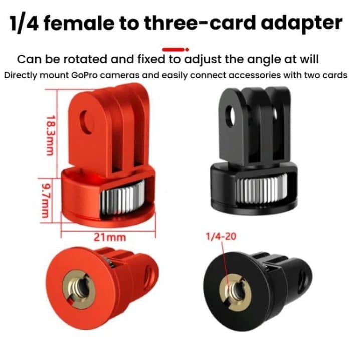 Three-Slot Adapter Camera Cage 360-Degree Rotating Connector Tripod 1/4 Inch Adapter, TFSM062, TFSM062-B, TFSM063, TFSM063-B, TFSM064, TFSM065, TFSM065-B – Bild 4