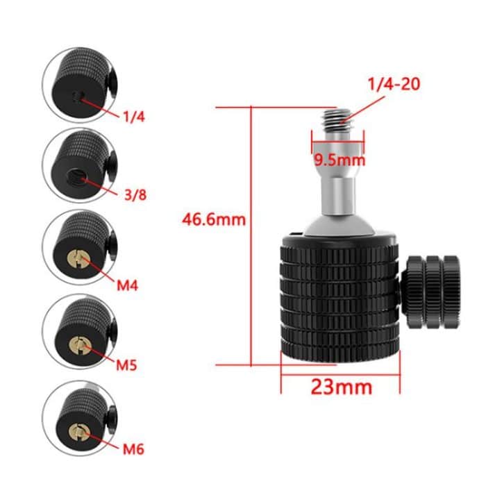 Female To 1/4 Male Universal Mini Ball Head Adapter Mount Aluminium Alloy Mobile Phone Camera Tripod Accessories, Q1 1/4, Q1-B 1/4, Q2 3/8, Q2-B 3/8, Q3 M4, Q3-B M4, Q4 M5, Q4-B M5, Q5 M6, Q5-B M6 – Bild 2