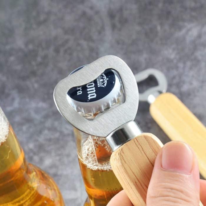 2 PCS Edelstahl Bierflaschenöffner mit Gummi Holzgriff Kreativer Geschenk Soda Flaschentreiber – Bild 5