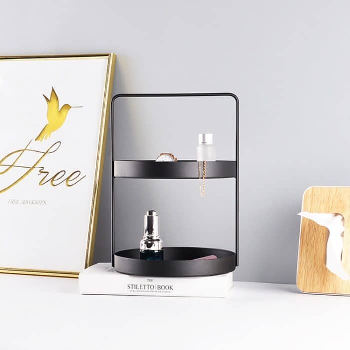 Doppellagiges Aufbewahrungstablett aus Ledermatte mit Griff und Ablage für Snacks, Square L, Square S, Round L, Round S, Rectangular – Bild 6