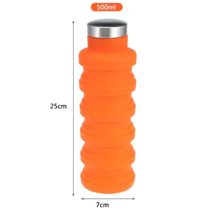 Tragbare Silikon-Wasserflasche, einziehbar, faltbar, Kaffeeflasche, für Outdoor-Reisen, Trinken, Sport, Getränkekessel, Fassungsvermögen: 500 ml, Gray, Orange, Blue, Purple – Bild 3