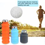 Tragbare Silikon-Wasserflasche, einziehbar, faltbar, Kaffeeflasche, für Outdoor-Reisen, Trinken, Sport, Getränkekessel, Fassungsvermögen: 500 ml, Gray, Orange, Blue, Purple – Bild 6