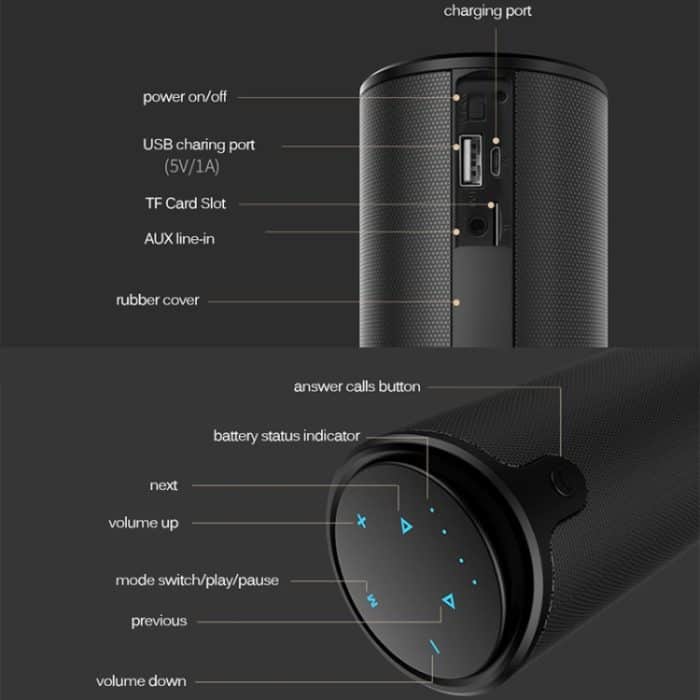 ZEALOT S8 3D-Stereo-Bluetooth-Lautsprecher, kabellose Subwoofer-Säule, tragbar, Touch-Steuerung, AUX-TF-Kartenwiedergabe, Freisprecheinrichtung mit Mikrofon – Bild 3