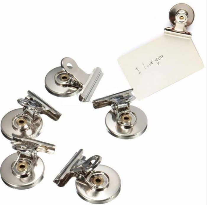 20 PCS Edelstahl Rundkopfclip Büroklammer Büroordner Kühlschrank Wand Memo Clip – Bild 1