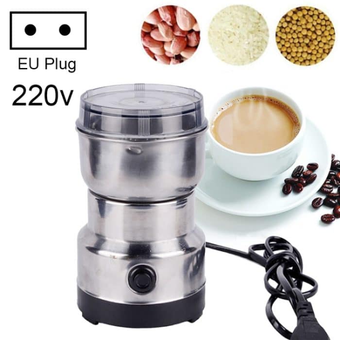Multifunktionale EU-Stecker-Kaffeemühle, rostfrei, elektrisch, für Kräuter/Gewürze/Nüsse/Getreide/Kaffeebohnenmahlen, Coffee Grinder, EU Plug – Bild 1