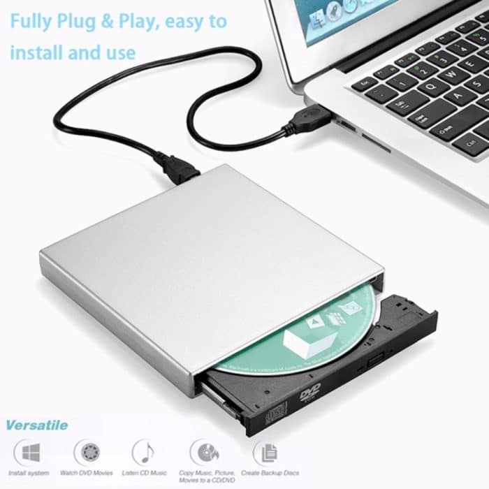 USB 2.0 Portable Ultra Slim Externer DVD-RW CD-RW CD-ROM-Player für PC – Bild 3