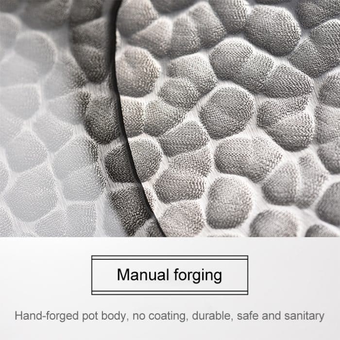 Vintage traditionelle handgemachte unbeschichtete Wok-Pfanne, 32cm with Wooden Cover – Bild 5